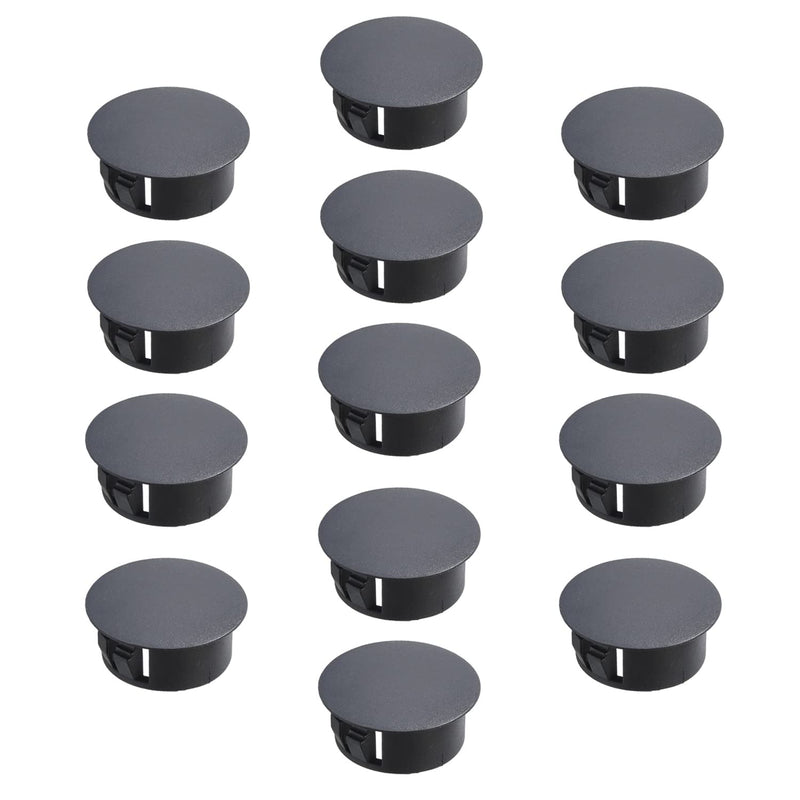 Heyiarbeit 100pcs Hole Plugs 19mm/0.75" Nylon Plastic Round Snap in Type Locking Hole Tube Furniture Fencing Post Pipe Insert End Caps Black Tone SKT-19