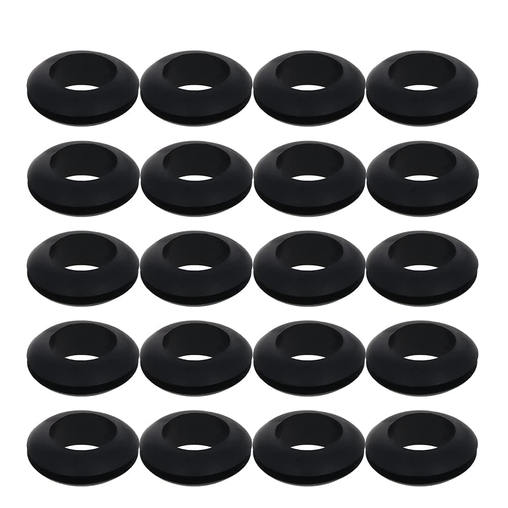 Heyiarbeit Rubber Grommet 100Pcs 16mm Inner Dia Oil Resistant Armature Rubber Grommets for Wiring Cable Black 16mm 100pcs