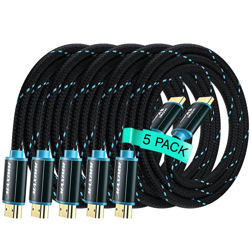 HDMI Cable 8K HDMI 2.1, 3ft, Certified 48Gbps, 8K@60Hz 18Gbps 4K@120Hz Ultra High-Speed Gaming HDMI Cable, 8K/4K Cable, 5 Pack, UL-Listed 3 Feet