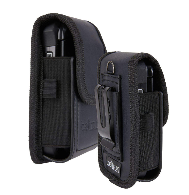 BELTRON Vertical Leather Pouch for DuraXE Epic E4830, DuraXV Extreme E4810, DuraXE E4710, DuraXV LTE E4610, Sonim XP3 Features: Heavy Duty Belt Loop, Metal Belt Clip & Dual Magnet Closure