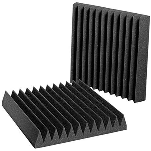 12 Pack Acoustic Foam Panels for your Studio, Home, and Office | Sound Absorbing Panels | Noise Insulating Panels | 12PCS | Wedge | 12" X 12" X 2" | Black