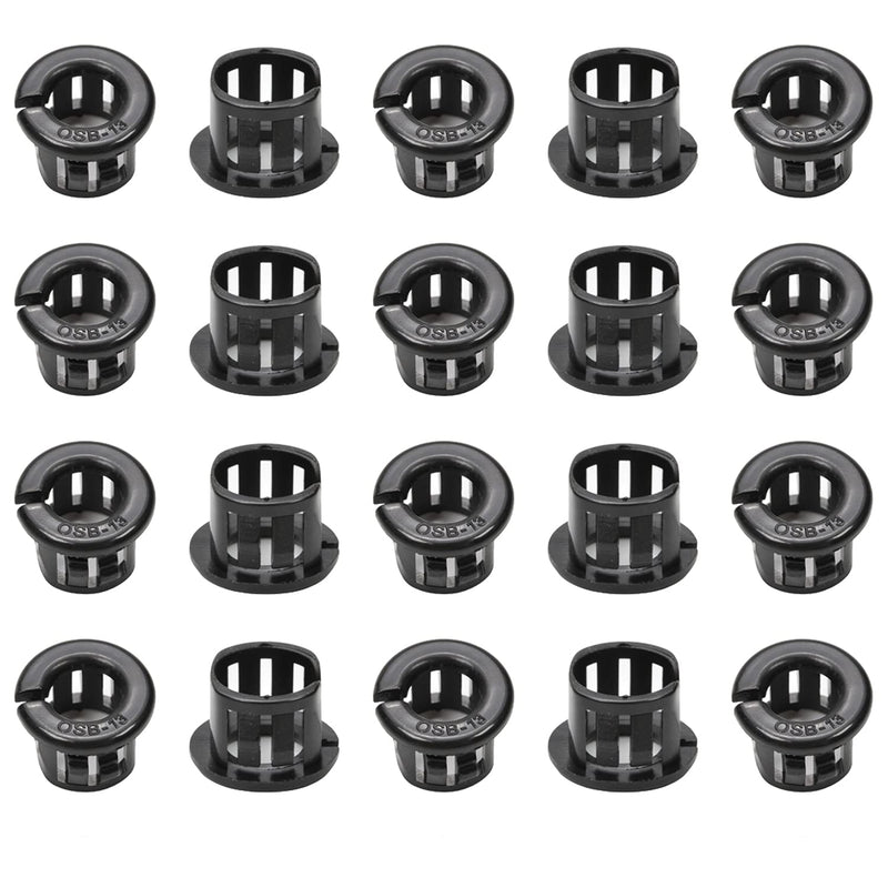 Heyiarbeit Cable Snap Bushing 13mm Nylon Snap in Cable Hose Bushing Grommet Protector Round Snap Panel Locking Hole Plugs Cover, for Wire Insulation Protection Black Tone 200pcs 13mm 200pcs