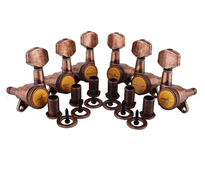 [AUSTRALIA] - Guyker Guitar Locking Tuners (3L + 3R) - 1:18 Lock String Tuning Key Pegs Machine Head Replacement for ST TL SG LP Style Electric, Folk or Acoustic Guitars - Antique Bronze 3L + 3R 