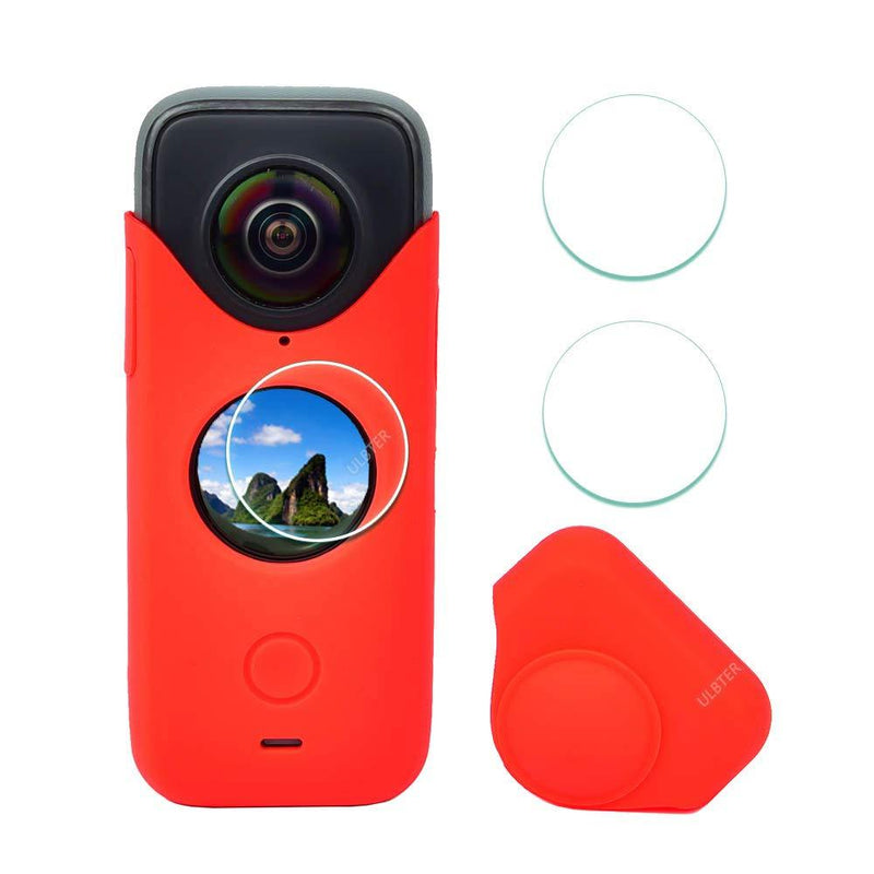 Red Rubber Sleeve Case for Insta360 ONE X2 + Screen Protector,ULBTER Silicone Protective Case for Insta 360 ONE X2 Panoramic Action Camera Accessory red