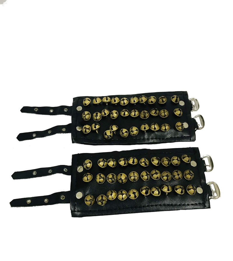 Ghungroo dancing ghunghroo bells Black leather pad pairThree Line Ghungroo (30+30) Classical Dance Accessories Kathak Big dancing brass bells (16 NO.) musical anklet for classical Indian dancers