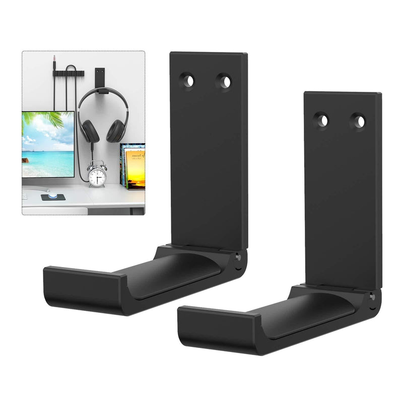 Yocice Headphone Stand Hanger,Headset Holder Mount,Hook with Strong Adhesive Tape for Headphones (H03P-Black-2PCS) H03P-Black-2
