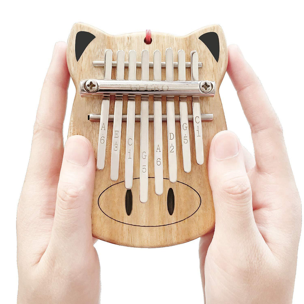 GECKO 8 Keys Mini Kalimba, Portable Thumb Piano Camphor, Easy to Play Mbira Finger Piano Handmade Musical Instrument with Study Instruction, Gifts for Kids, Adult Beginners JC-K8mini