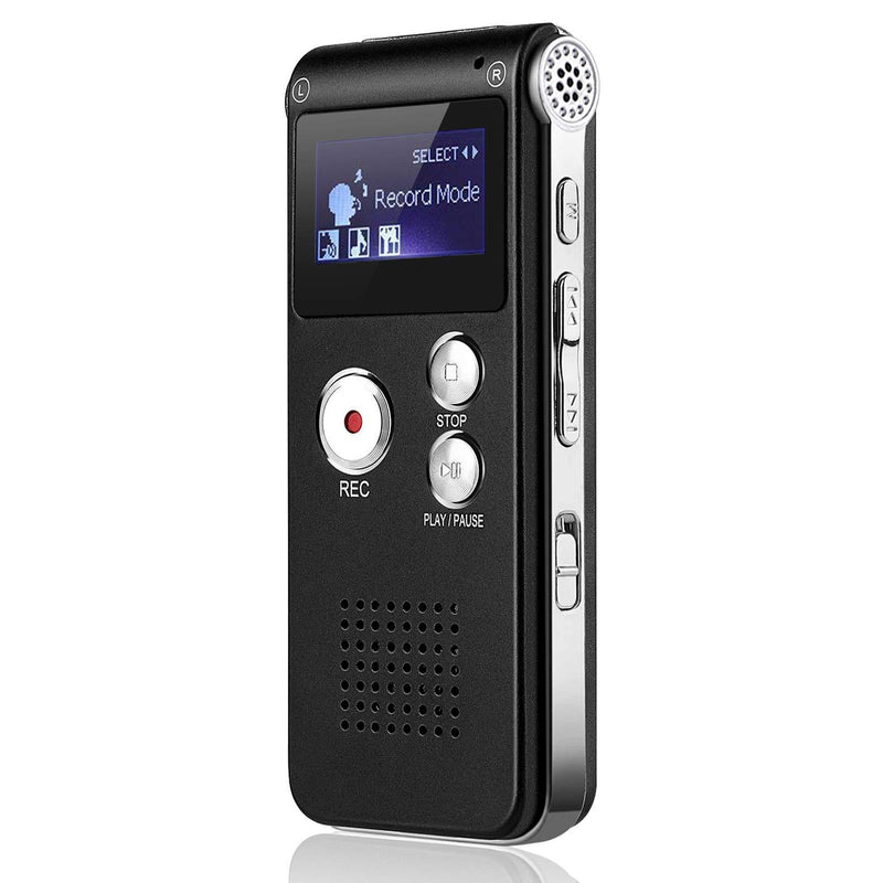 8GB Digital Voice Recorder, SLEPPGO Portable USB Rechargeable Voice Recorder,Digital Audio and MP3 Player for Meetings, Interviews and Lectures(Black)