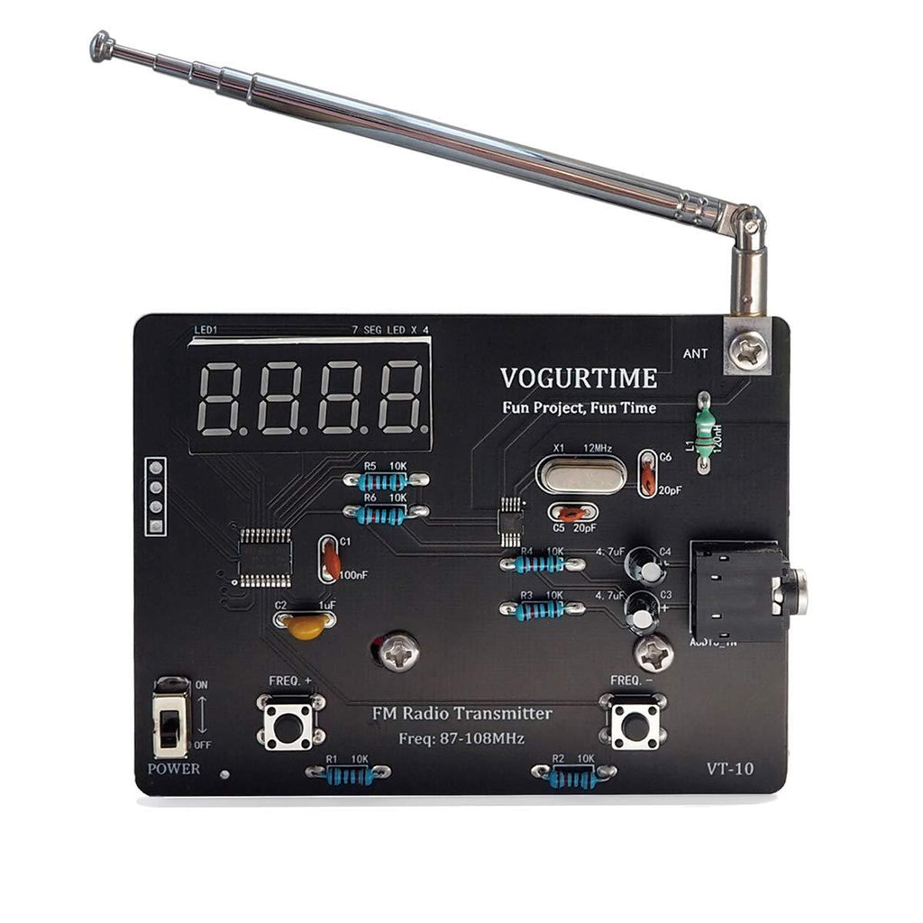 VOGURTIME FM Radio Transmitter Solder Project Kit with Audio Lavalier Microphone Soldering DIY Kit for Electronics Practicing Learning, 87-108MHz