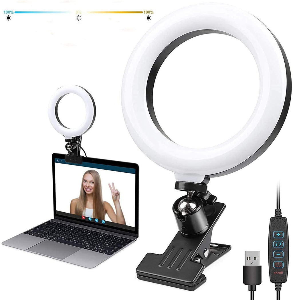 6" Selfie Ring Light, Video Conference Light, Zoom, USB Dimmable Light with Clamp Bracket for Video Conferences, Video Calls, Video Recording, Live Streaming and Web-Sharing, Studying