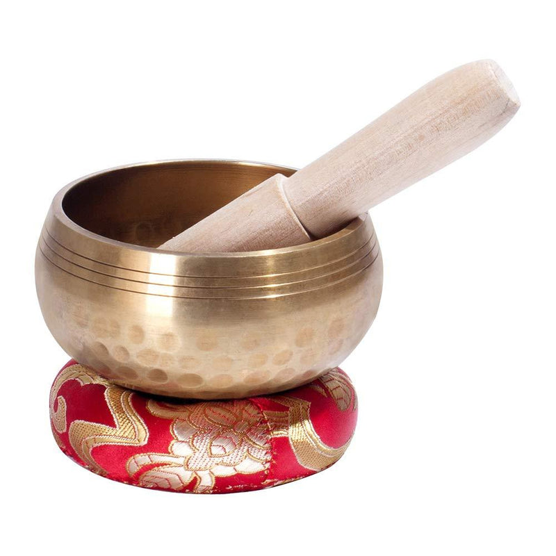 Tibetan Singing Bowl Set ~ Easy to Play with Fabric Case, Cushion, and Mallet ~ Handcrafted in Nepal for Meditation, Yoga, Spiritual Healing and Mindfulness (Brass) Brass