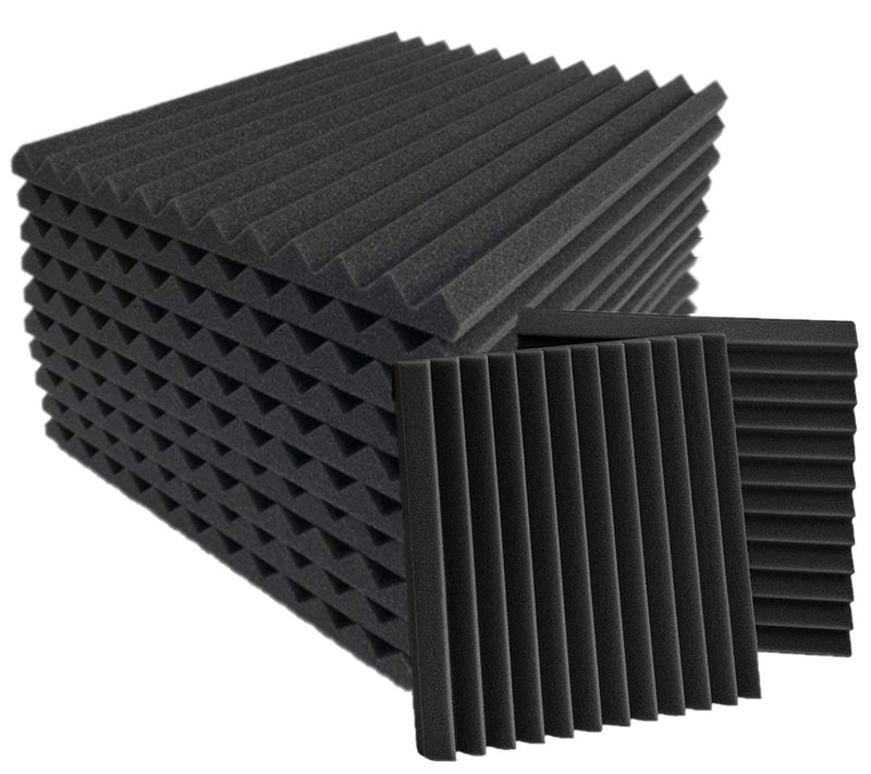 12 Pack Acoustic Foam Panels 2” X 12” X 12” High Density, Soundproof Home Studio Recording Wedges, Noise Absorbing Cancellation Tiles for Gaming with Wall Insulation