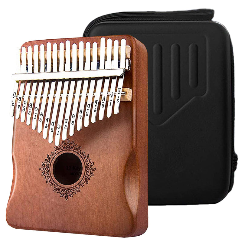 Kalimba Thumb Piano 17 Keys with Protective Case, Tune Hammer, and Study Instruction, All in One Kit Portable Mbira Sanza Finger Piano, Easy to Learn, Music Gifts for Kids Adult Beginners Professional