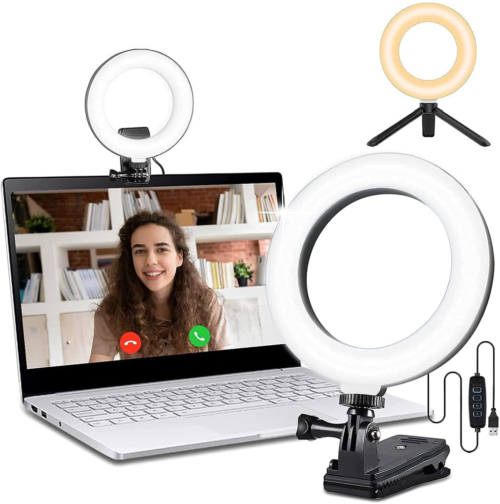 6.3" Video Conference Lighting Kit, L8star Ring Light Clip on Laptop with 3 Switchable Light Modes for Distance Learning, Remote Working, Live Streaming, Computer Laptop Video Conferencing White