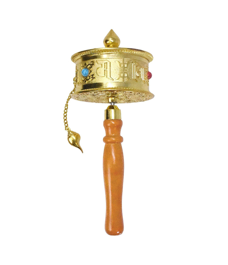 Hand Held Tibet Prayer Wheel – Tibetan Prayer Wheel Handheld Spinning Wheel with Dharma Wheel Om Mani Padme Hum for Gifts Nepal Decor by Mudra Crafts