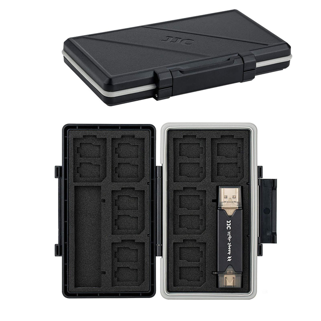 24 Slots Micro SD Card Case SD Card Holder Storage with Memory Card Reader (Type C USB 3.0 Micro USB 2.0 Ports), Memory Card Case for 16 Micro SD Cards, 8 SD/SDHC/SDXC Cards 24 Slots=16 MicroSD+8SD(with Card Reader)