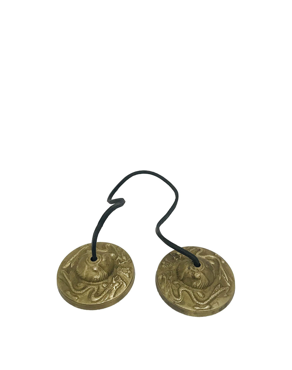 Tibetan Buddhist Tingsha Cymbals on leather cord 2.5 inch Reiki Manjira Bell (Chimes) for Meditation,yoga,healing, calming and Musical Instrument, Dragon Lucky Symbols Embossed