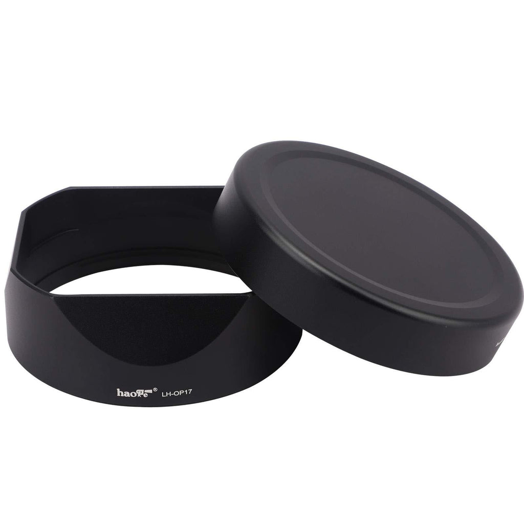 Haoge LH-OP17 Square Metal Lens Hood Shade with Metal Cap Set for Olympus M.ZUIKO ED 17mm f/1.2 PRO Lens 17MM F1.2