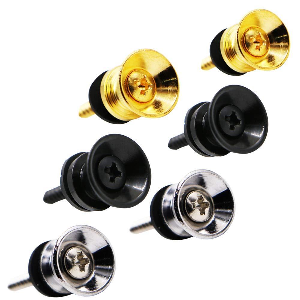 Guitar Strap Locks Buttons Metal End Pins with Mounting Screws for Acoustic Classical Electric Guitar Bass Ukulele