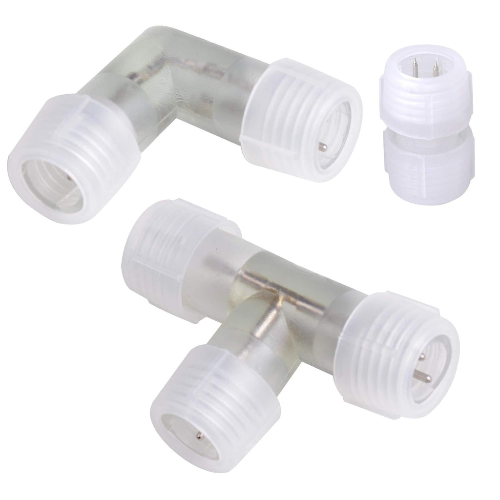 DELight PVC Splice Connectors Kit Pin I L T Type for 2-Wire 1/2" LED Rope Light