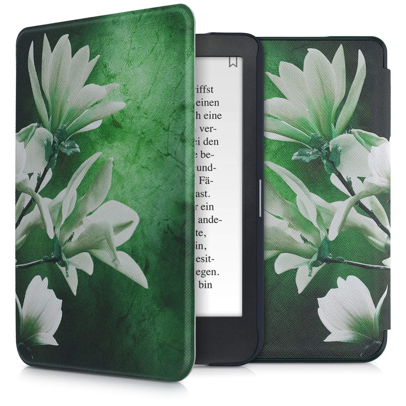 kwmobile Case Compatible with Kobo Clara HD - Case PU e-Reader Cover - Blooming Magnolia White/Yellow/Green Blooming Magnolia 02-06-07