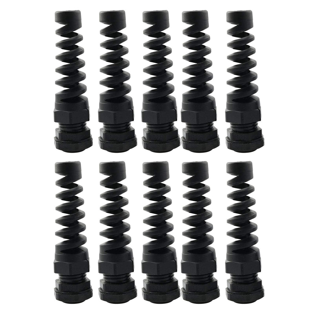 DTTRA 10PCS IP68 Waterproof M18 PG11 Plastic Cable Gland Connector Plastic Flex Spiral Strain Relief Protector for 5-10mm Wire Thread