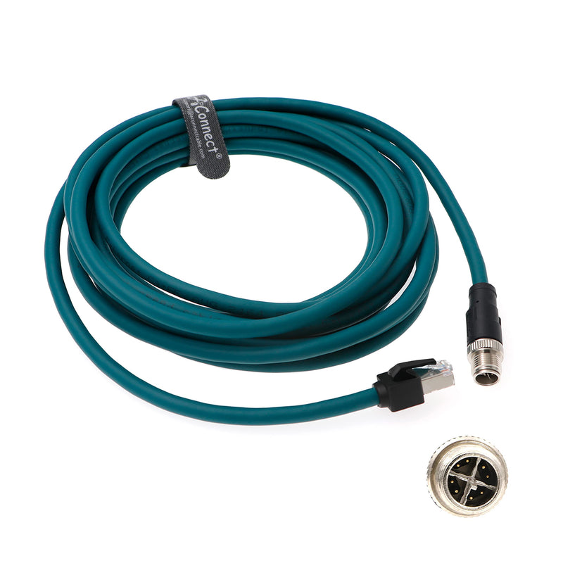 AConnect M12 8 Position X-Code to RJ45 Ethernet Network Cable for Cognex in Sight Industrial Camera Shielded Cord High Flexible Waterproof 16Ft 5M
