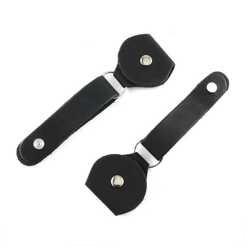 LRONG 2Sets Leather Guitar Headstock Adapter Straps Leather Headstock Straps Guitar Neck Tie, Black