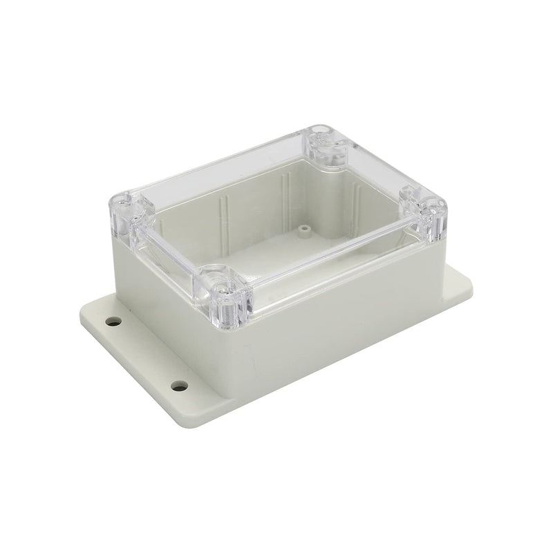 Heyiarbeit ABS Plastic Junction Box Dustproof Weatherproof IP67 Electrical Box Universal Project Enclosure Pale Pale Grey with PC Transparent/Clear Cover and Fixed Ear 4.53"x3.54"x2.17"(115x90x55mm) 115x90x55mm