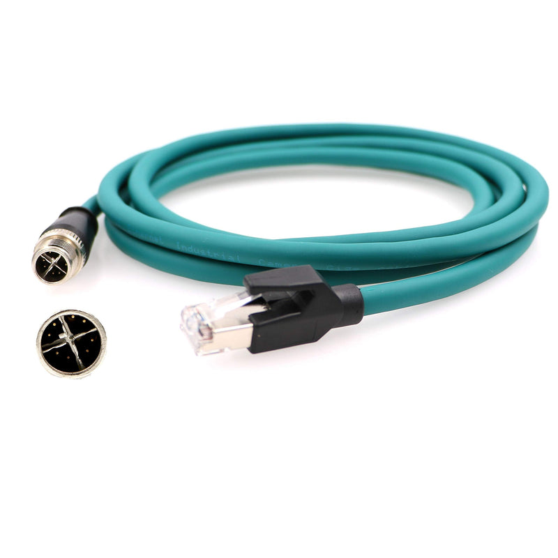 AConnect Gigabit Gognex Industrial Camera M12 8Pin X-Code to RJ45 Double Shielded Industrial Cable High Flexible Waterproof 6.6Ft/2M 2M