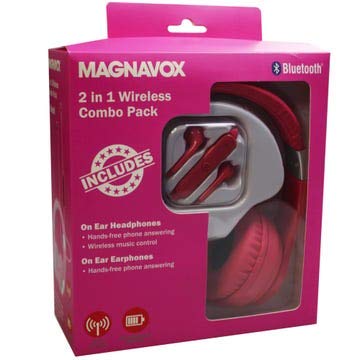 [AUSTRALIA] - MAGNAVOX Bluetooth 2-in-1 Pink Headset and Earbud Combo MBH571-PK 