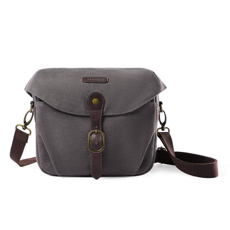 Camera Bag, BAGSMART SLR DSLR Canvas Camera Case, Vintage Padded Camera Shoulder Bag with Rain Cover for Women and Men, gray 05-Gray