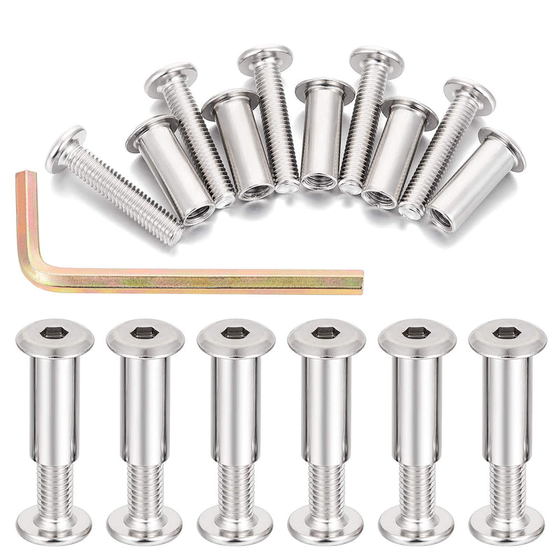 PGMJ 40 Sets M6 Binding Post Screws Rivet Socket Cap Connecting M6 Bolts Cap Nuts Assortment Kit for Baby Bed Furniture,Leather Saddles Purses Belt Repair,Scrapbook Photo Albums Binding (M6x30mm-D) M6x30mm-D