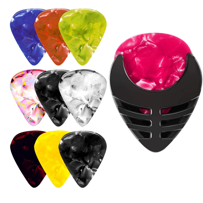 [AUSTRALIA] - PERFORMORE Guitar Pick Holder, Stick-on Holders Black Plastic with Adhesive Back, Easy to Attach on Guitar, Suitable for Acoustic Electric Guitar Bass Ukulele,10 Pcs Assorted Guitar Picks Included 