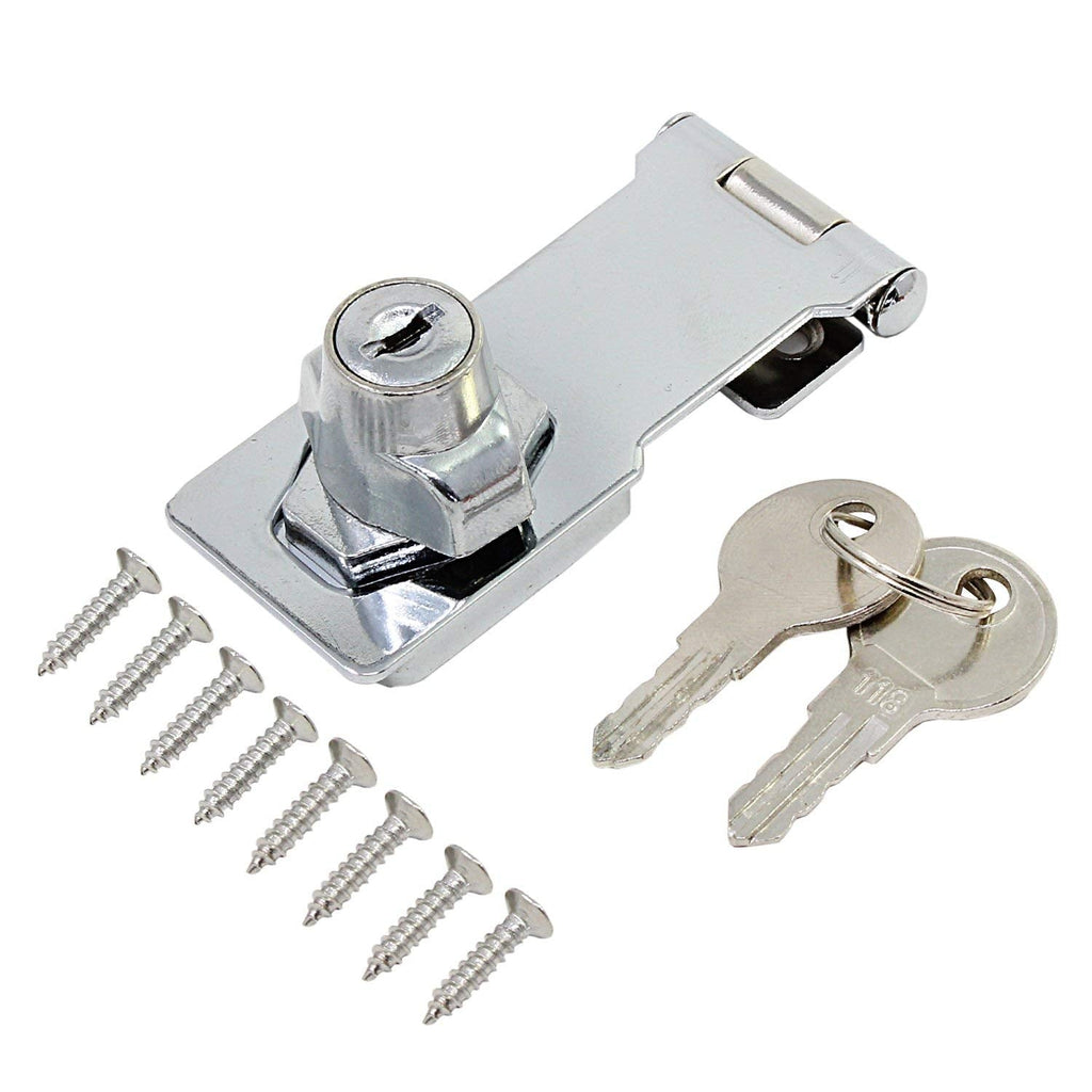 Door Lock, Buckle Buckle Vintage Door Lock, Cabinet Lock with Key Buckle Lock, 3-inch Buckle Safety Door Lock with Key Buckle Lock