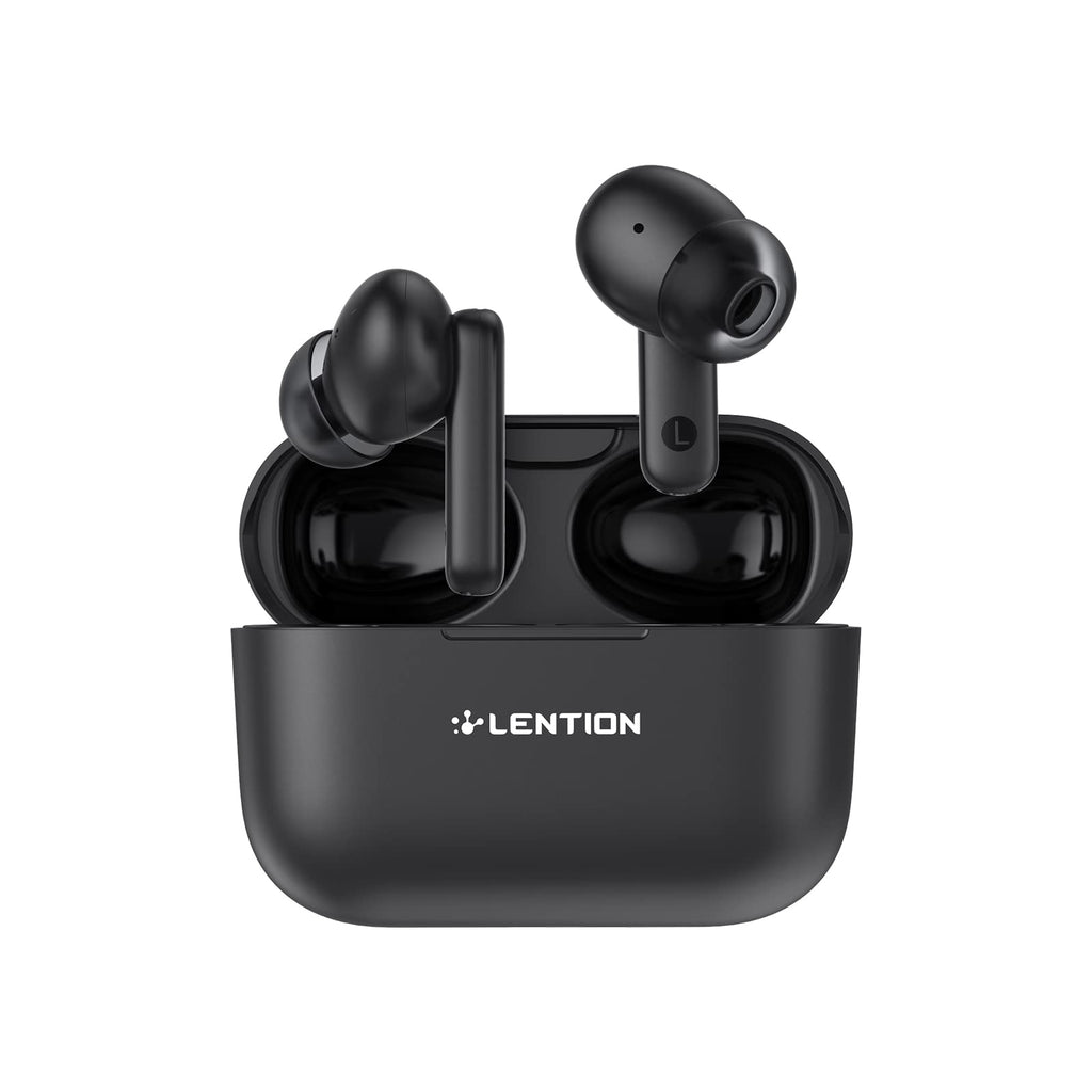 LENTION T2 Active Noise Canceling TWS True Wireless Earbuds, ENC Noise Reduction, Touch Control with Wireless Charging Case, IPX4 Waterproof, Bluetooth 5.1 Earphones, 20 Hours Playback (T2, Black)