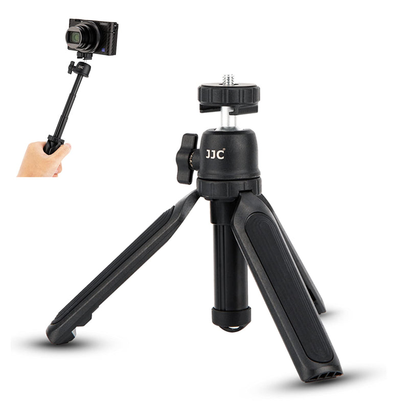 JJC Vlog Camera Mini Tripod Selfie Stick Stand Desktop video Live Webcam Handle Grip for Sony ZV-E10 ZV-1 RX100 VII VI VA V IV A6600 A6500 A6400 A6300 A6100 A6000 Canon M50 G1X G5X G9X G7X Mark III II Extendable Mini Tripod
