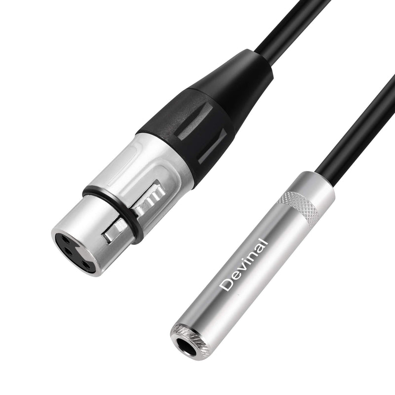 Devinal XLR Female to 1/4" Female calbe, 3 Pin Female to 6.35mm Socket Audio Cord, XLR Jack to TS/TRS Quarter inch Adapter Connector Converter Metal Construction 5FT 1.5 Meters 1/4 to XLR Female Cable 5 FT