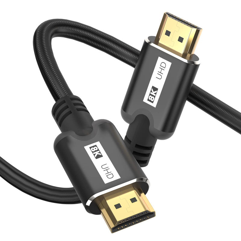 8K HDMI 2.1 Cable 3.3FT, Fileos 48Gbps Ultra High Speed Black Braided HDMI Cord, Supports 8k @ 60Hz, 4k @ 120Hz, HDR, eArc, Dolby Vision, & More