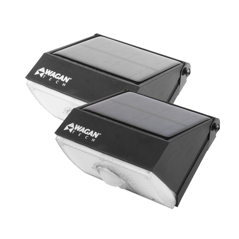 Wagan EL8570 1000 Lumens Outdoor LED Solar Wall Light Waterproof Motion Detected Light, Black (2 Pack) 2 Pack