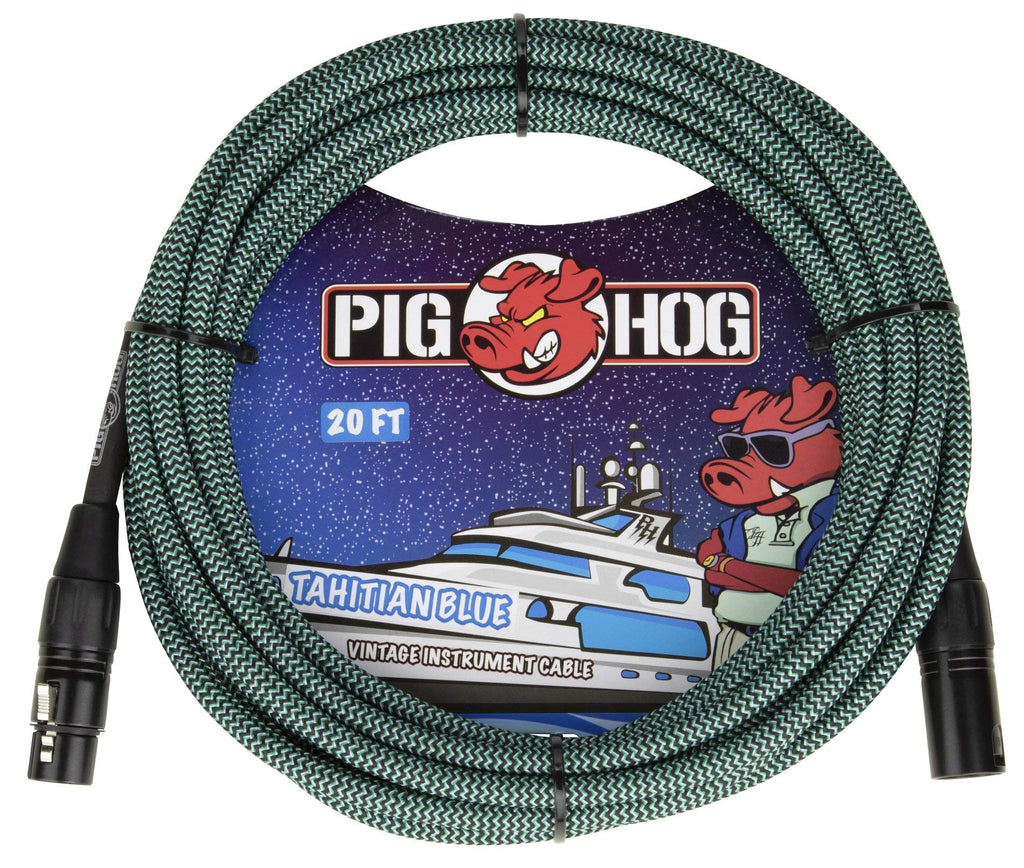 Pig Hog PHM20TAB High Performance Tahitian Blue Woven XLR Microphone Cable, 20 ft.