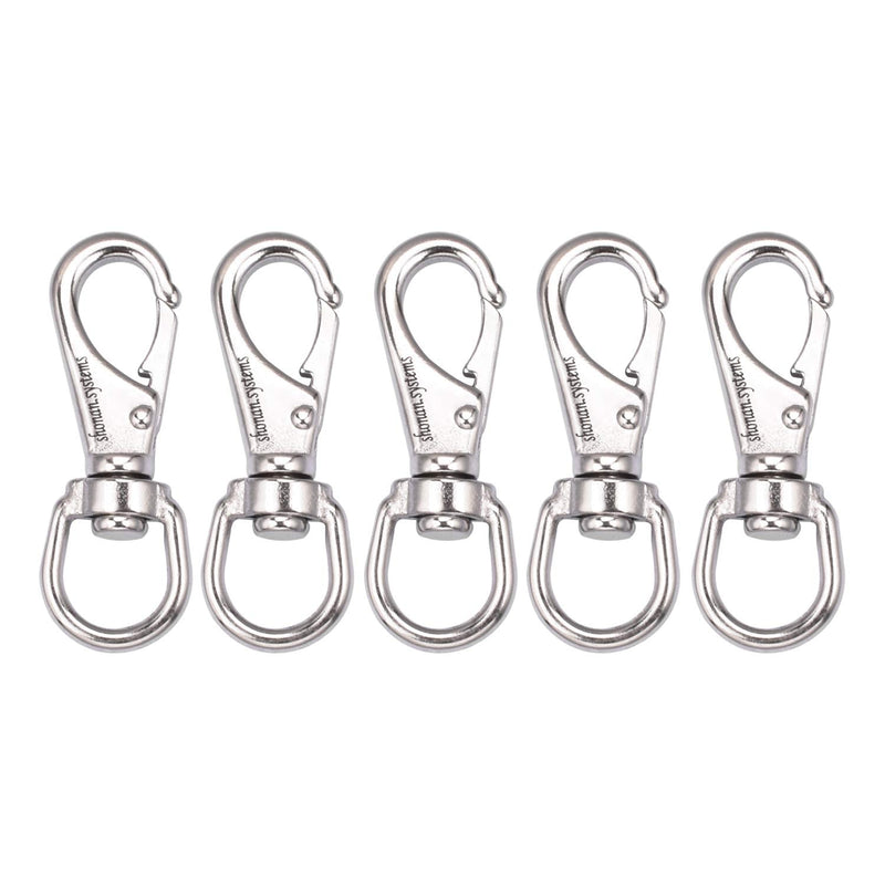 SHONAN 2.7 Inch Swivel Snap Hooks, 5 Pack Small Stainless Steel Spring Clips, Flag Pole Clips, Scuba Diving Clips Spring Hooks for Dog leashes, Keychains, Bird Feeders, Pet Chains and More