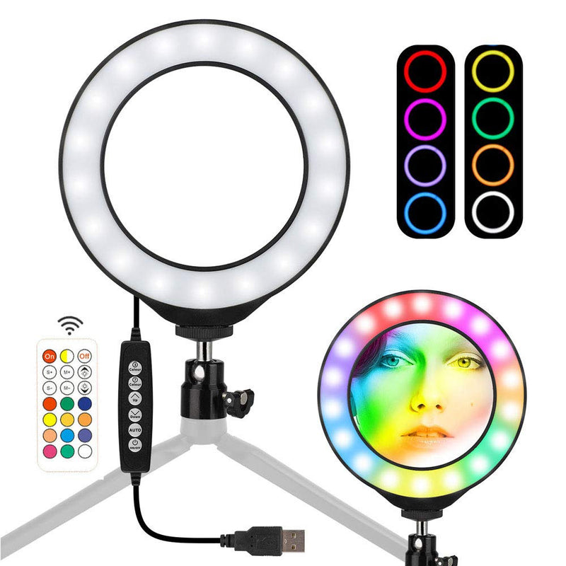 VLOG Essentials 8 INCH Full Color RGB LED Ring Light 360° Rotation with Phone Cradle Remote and Tripod