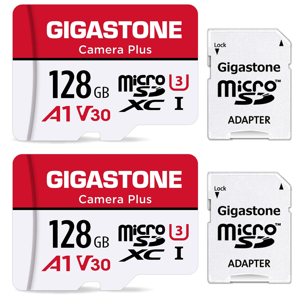 Gigastone 128GB 2-Pack Micro SD Card, Camera Plus, GoPro, Action Camera, Sports Camera, High Speed 100MB/s, 4K Video Recording, Micro SDXC UHS-I A1 V30 U3 Class 10 128GB Camera Plus 2-Pack