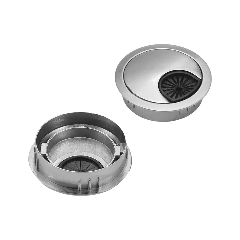 Yinpecly 2pcs Metal Desk Grommet for Wire Organizer Fits 1.97"/50mm Hole Cable Grommet Desk Hole Cover Silver for Office Computer Table Wire Cord Cable Managing&Hiding fit 50mm dia hole