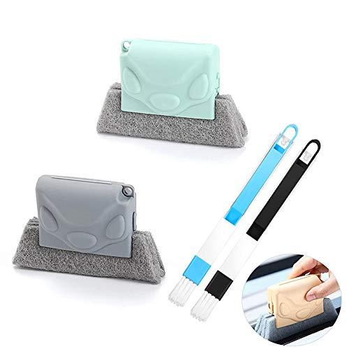 4 Pieces Creative Window Groove Cleaning Brush Set, 2 Window Groove Cleaning Brush, 2 Dustpan Cleaning Brushes, Hand-Held Crevice Cleaner Tools, Door Window Kitchen Cleaning Brush