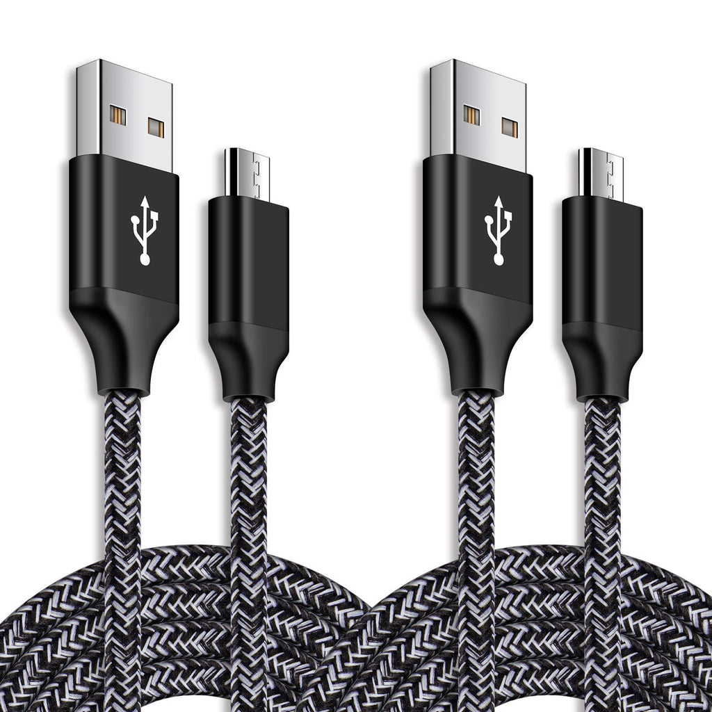 Android Charger Cable, Fast Micro USB Cable 6ft Long Android Phone Charger Fast Charging Cord Braided 2 Pack for Samsung Galaxy S6 S7 Edge J3 J7 Note 5 4 3,LG Stylo 2 3 Plus,Kindle Fire 7 8 10,Tablet Black,Black