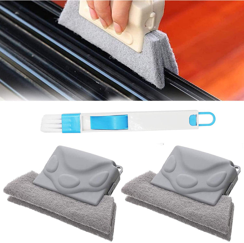 Magic Window Groove Cleaning Brush, Hand-held Cleaner Tools for Window Track Door Cleaner Slot Brush Window Slides and Gaps (3PCS)