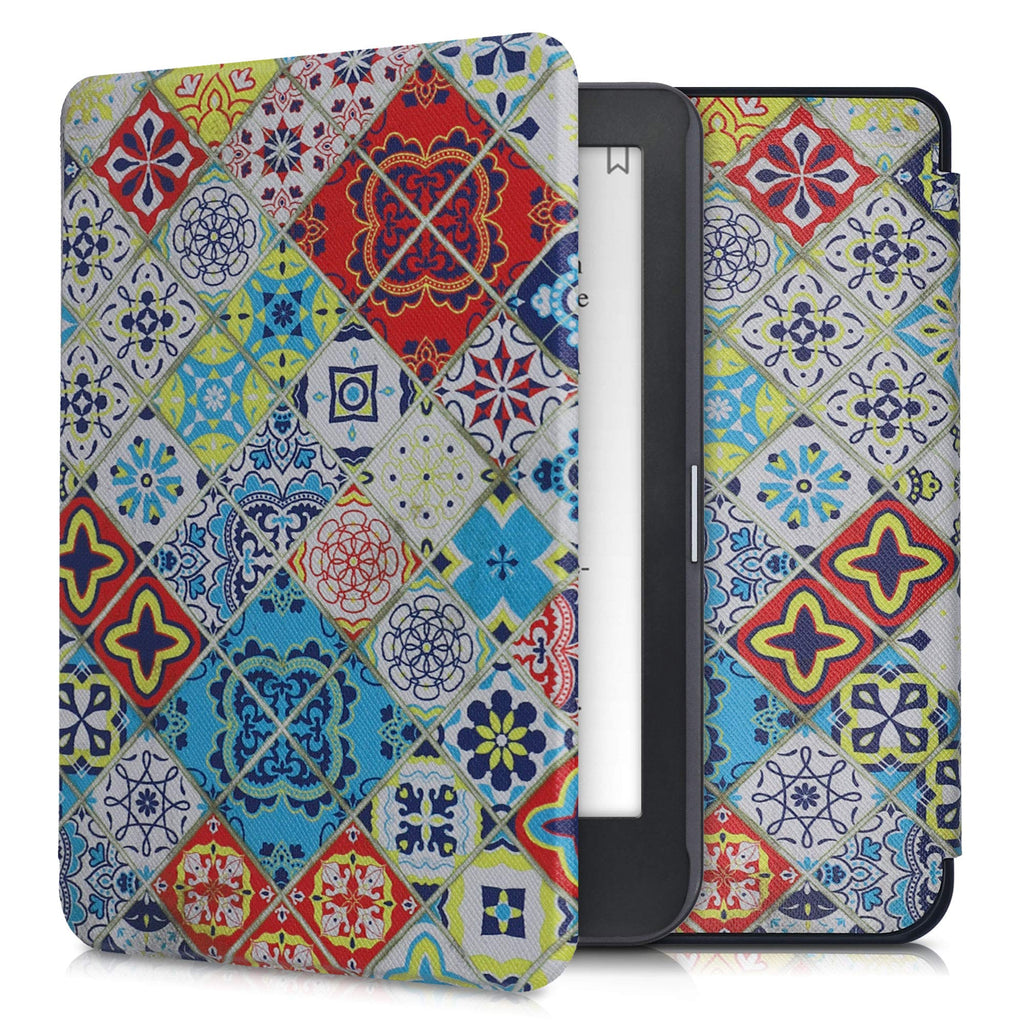 kwmobile Case Compatible with Kobo Clara HD - Case PU e-Reader Cover - Moroccan Vibes in Multicolor Blue/Red/Light Brown Moroccan Vibes in Multicolor 04-09-24