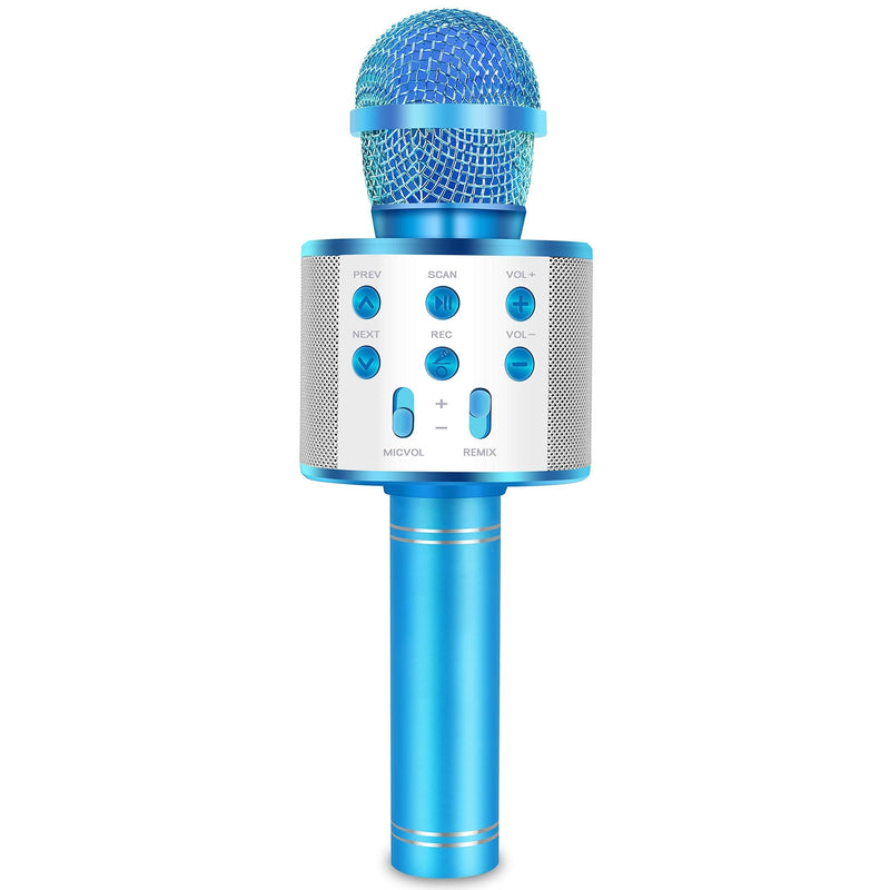 IJO Karaoke Microphone Two Way Connection Handheld Bluetooth Microphone.Home Party Singing Best Toy Gifts .Great Gifts for Ages 3 4 5 6 7 8 9 10 Years Old Girls and Boys(Blue)